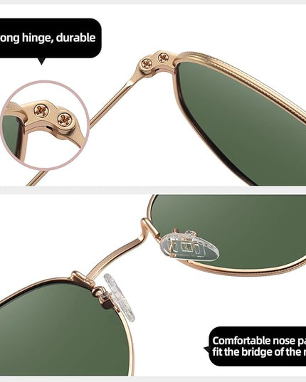 MEETSUN Polarized Hexagon Sunglasses for Women Men Polygon Square Sun Glasses UV400 Protection Metal Frame