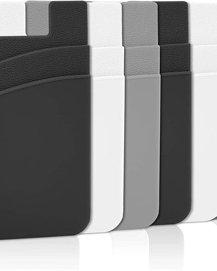 Senose Phone Card Holder, Phone Wallet Stick On Double Pocket for Back of Cellphone Silicone Credit Card, Business Card & Id Compatible for iPhone Samsung Any Smartphone Pack of 6