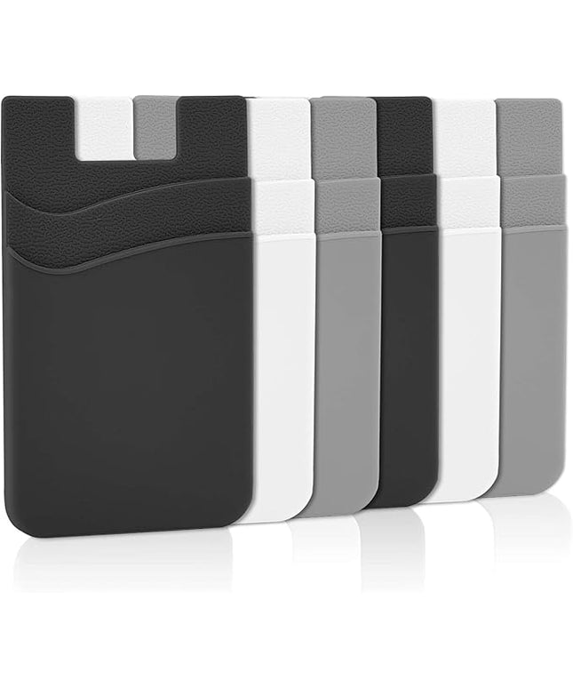 Senose Phone Card Holder, Phone Wallet Stick On Double Pocket for Back of Cellphone Silicone Credit Card, Business Card & Id Compatible for iPhone Samsung Any Smartphone Pack of 6