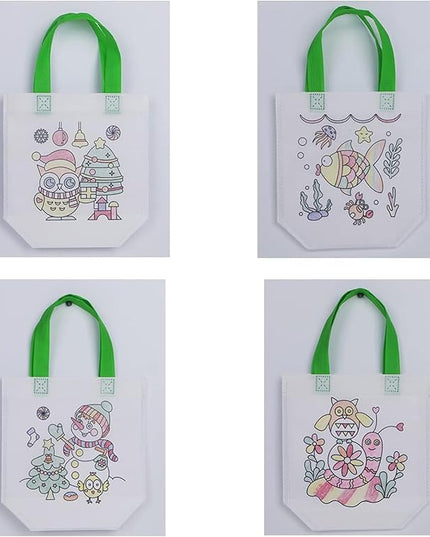 Manwetye 65 Pack Graffiti Goodie Bags for Kids Birthday Party Favors,Color Your Own Tote Bag,Eco Reusable Coloring Carnival Animal Art Party Goodie Bags(40Bags+24Color Pens+1pad)