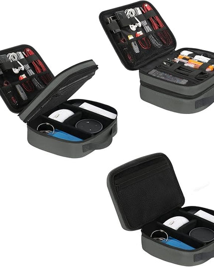 MATEIN Electronics Organizer Travel Case, Large Cable Storage Bag, Water Resistant Carrying Case with Handle, Tech Organizer for Tablet (Up to 12.9inch), USB Charger, Clipper, Grey