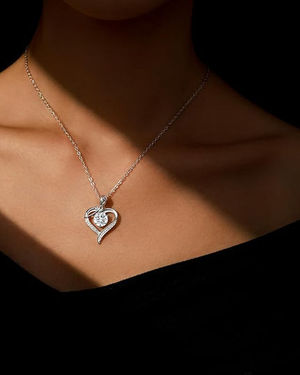 Rose Heart Pendant Necklace for Wife Moissanite Lab-Created Gem Jewelry for Women I Love You Wedding Anniversary Birthday Christmas Valentines Engagements Mothers Day for Her Girlfriend Mom Daughter