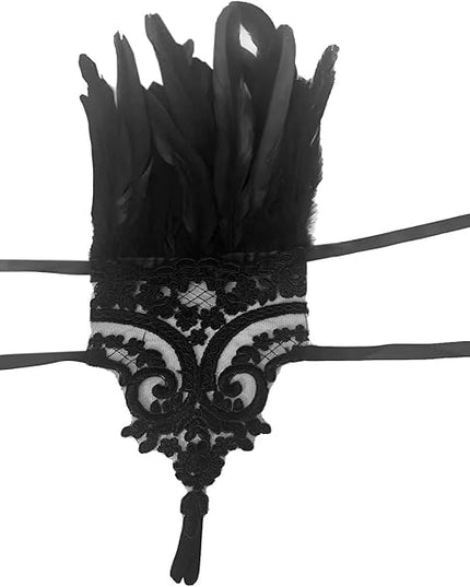 Women's Long Gothic Lace Gloves Feather Fingerless Gloves Stretch Wrist Cuffs for Wedding Party Halloween