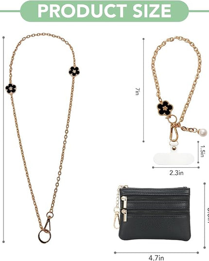 3-in-1 Versatile Phone Lanyard Crossbody,Cute Cell Phone Wristlet Strap with Wallet Pouch,Clip and Go Strap Chain for Phone