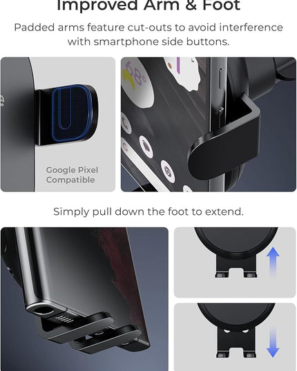 iOttie Auto Sense 2 Dash & Windshield Car Phone Holder with Qi Wireless Charging – Auto Clamping Phone Mount & Charger for iPhone, Google Pixel, Samsung Galaxy, Huawei, LG (Adapter Not Included)