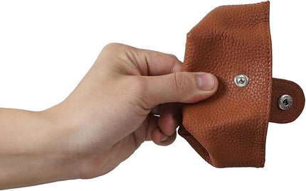 Cockatoo Genuine Leather Coin Pouch Change Holder, Mini Snap Pocket Wallet for Men Women (Brown, Small)