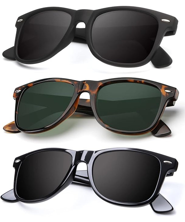 KALIYADI Polarized Sunglasses for Men and Women Matte Finish Sun glasses Color Mirror Lens UV Blocking (3 Pack)