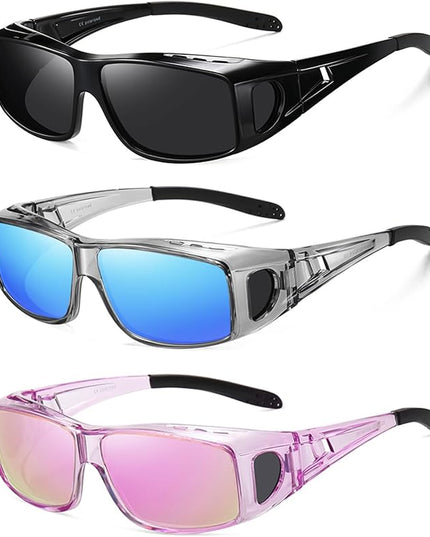 Wzerry Sunglasses Fit Over Glasses Polarized for Men Women, Wrap-Around Glasses UV400 Protection for Driving and Outdoor