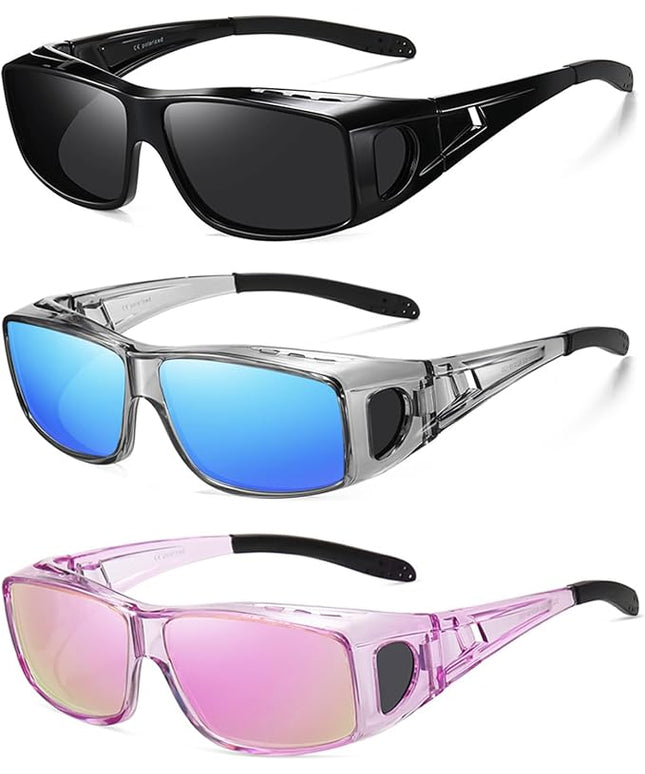 Wzerry Sunglasses Fit Over Glasses Polarized for Men Women, Wrap-Around Glasses UV400 Protection for Driving and Outdoor