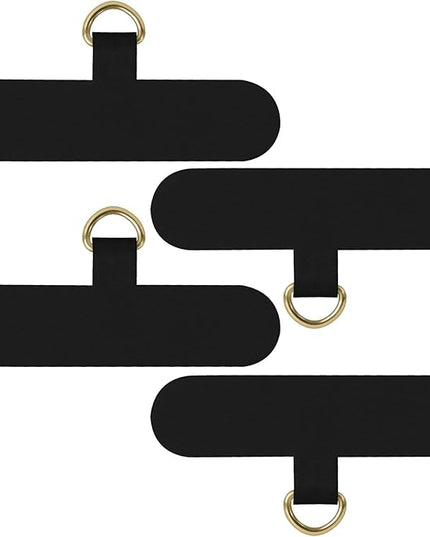 COCASES Phone Tether Tab, Phone Lanyard Tab 4 Pack Universal Lanyard Patch for Phone Lanyard Strap Leash Charm (Black x4)