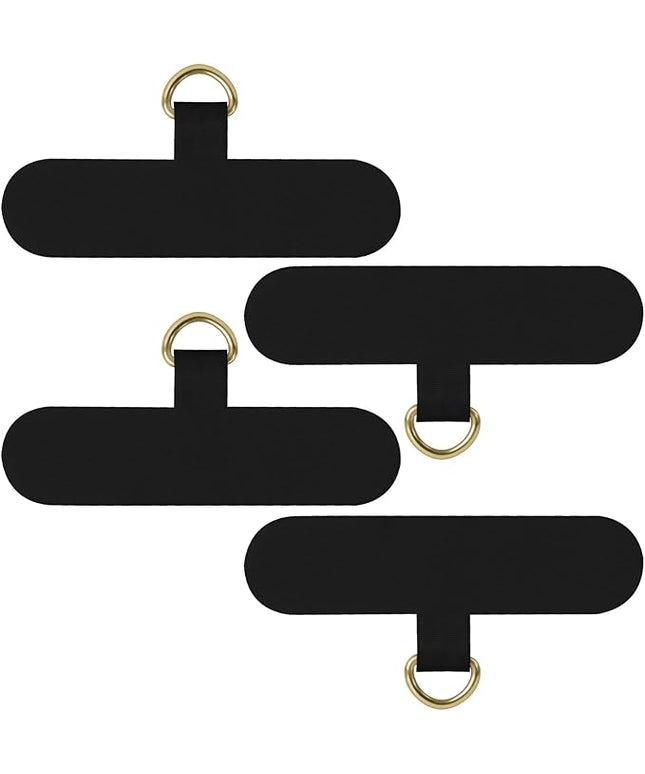 COCASES Phone Tether Tab, Phone Lanyard Tab 4 Pack Universal Lanyard Patch for Phone Lanyard Strap Leash Charm (Black x4)