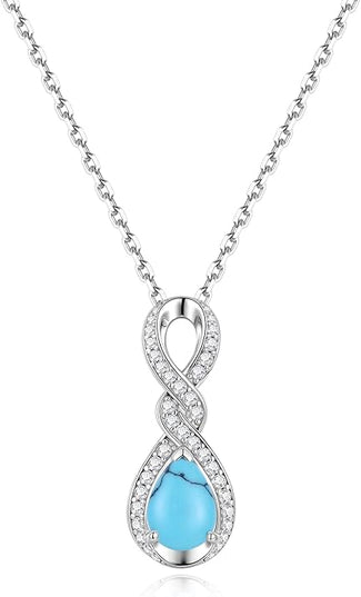 FANCIME Infinity Embrace Birthstone Necklaces for Women Fine Jewelry Sterling Silver Dainty Infinity Pendant Anniversary Birthday Christmas Gifts for Her Wife Mom Daughter