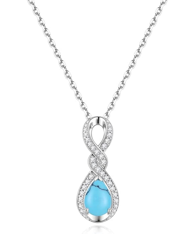 FANCIME Infinity Embrace Birthstone Necklaces for Women Fine Jewelry Sterling Silver Dainty Infinity Pendant Anniversary Birthday Christmas Gifts for Her Wife Mom Daughter