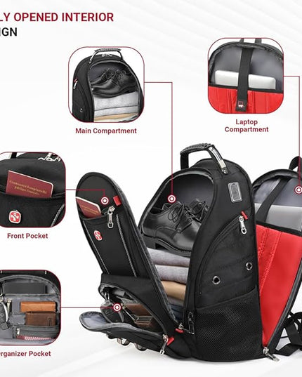 star cloud 17 Inch Travel Laptop Backpack,Business Tech Backpack with USB & Type-C Charging Port,180°TSA Friendly Travel College Work Backpack with Multiple Organizer Pockets for Men