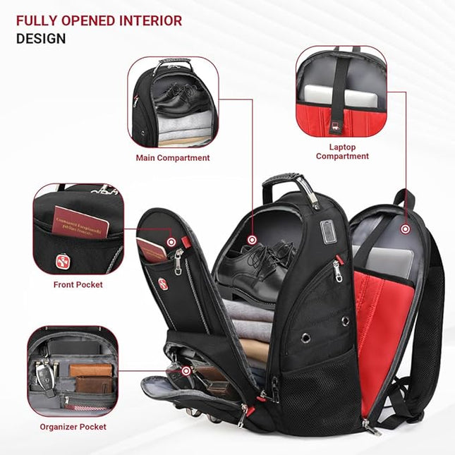 star cloud 17 Inch Travel Laptop Backpack,Business Tech Backpack with USB & Type-C Charging Port,180°TSA Friendly Travel College Work Backpack with Multiple Organizer Pockets for Men