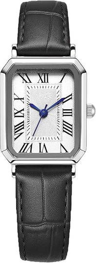 PASOY Vintage Womens Watch Analog Quartz Waterproof Ladies Watches for Women with Leather Strap Square Dial