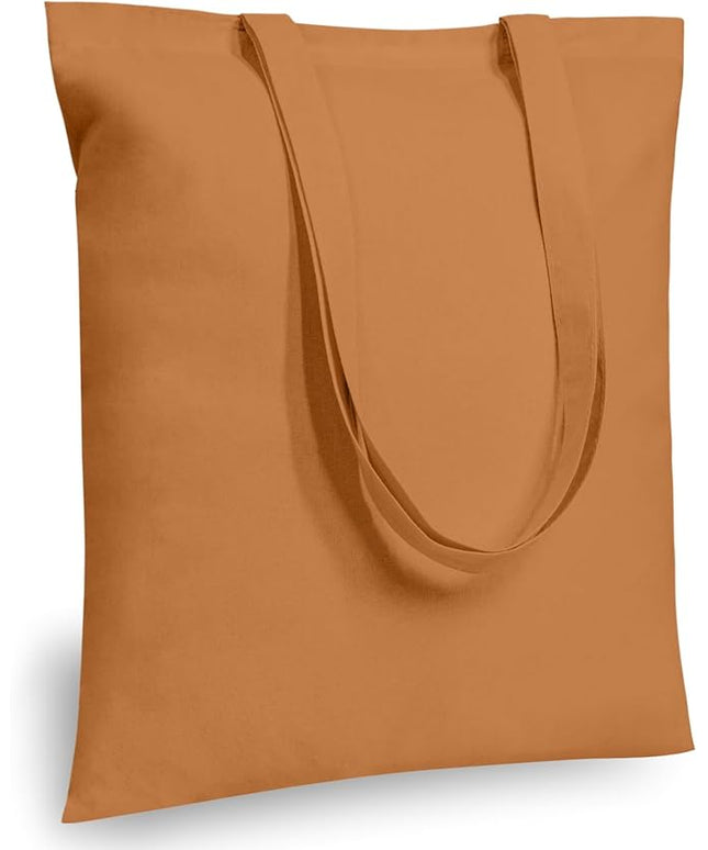 TOPDesign 12-Pack Economical 16"x15" Khaki Cotton Tote Bags, Lightweight Medium Reusable Grocery Shopping Cloth Bags, Suitable for DIY, Advertising, Promotion, Gift, Activity