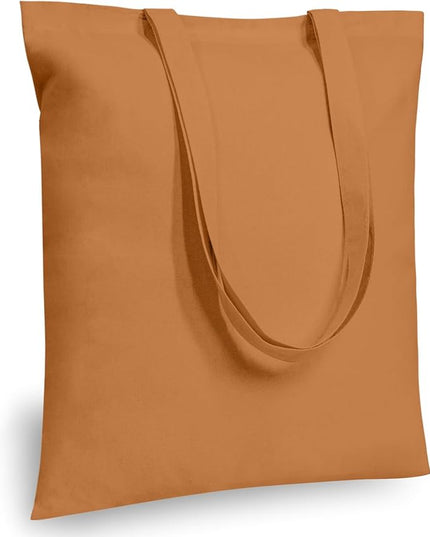 TOPDesign 24-Pack Economical 16"x15" Khaki Cotton Tote Bags, Lightweight Medium Reusable Grocery Shopping Cloth Bags, Suitable for DIY, Advertising, Promotion, Gift, Activity