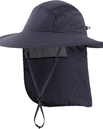 Home Prefer UPF 50+ Mens Wide Brim Fishing Hat with Neck Flap Sun Hat for Men Women Sun Protection Cap
