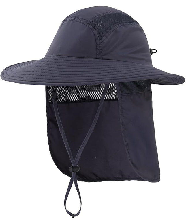 Home Prefer UPF 50+ Mens Wide Brim Fishing Hat with Neck Flap Sun Hat for Men Women Sun Protection Cap