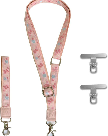 LEMEDE Wrist Keychain and Adjustable Phone Lanyard, Silver Hook Phone Crossbody Strap with 360° Rotating Phone Pads