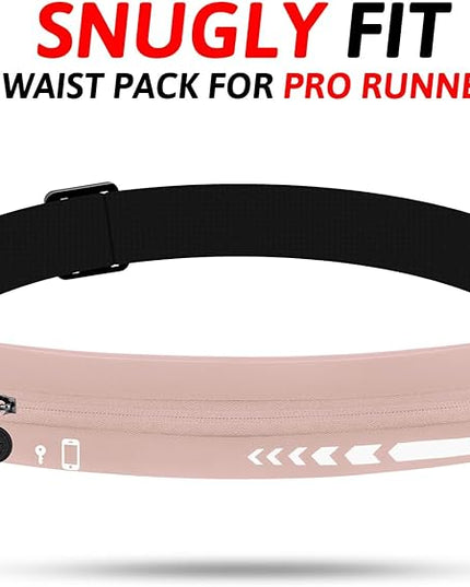 USHAKE Slim Running Belt for Women Men-Runners Phone Holder Fanny Pack, Adjustable, Bounce Free Waist Pouch bag for Workout, Money Belt, Run Gear Accessories Pink