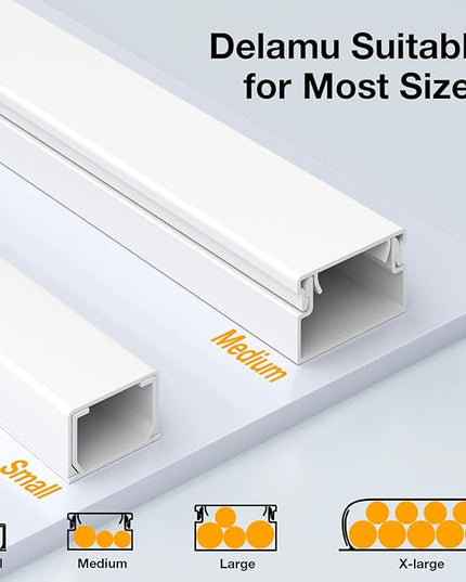 Delamu 157in Cord Hider Wall, TV Cable Hider Cord Covers for Wires on Wall, Large Cable Management Raceway, Paintable Wire Hiders Wire Covers for Cords for TV on Walls, 10 X L15.7 W1.18 H0.6in, White