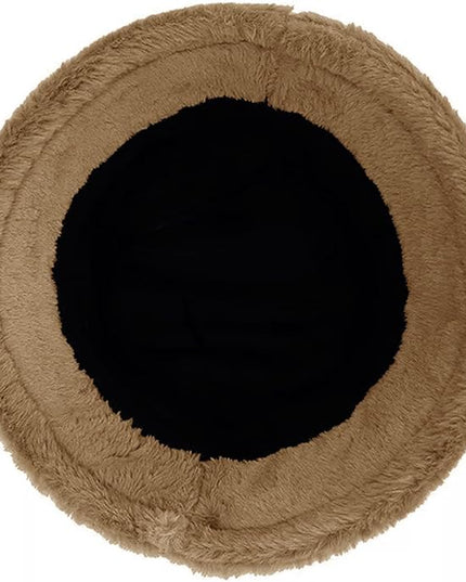 Women Plush Fluffy Bucket Hat Warm Lining Winter Faux Fur Cozy Wide Brim Winter