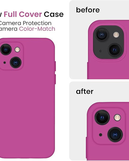 FireNova Designed for iPhone 13 Case, Silicone Upgraded [Camera Protection] Phone Case with [2 Screen Protectors], Soft Anti-Scratch Microfiber Lining Inside, 6.1 inch, Shocking Pink