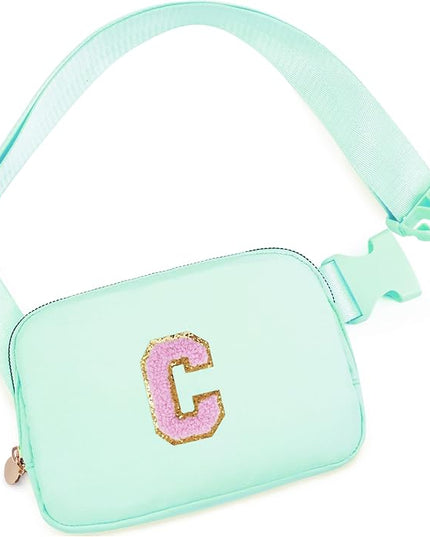 Uygafly Belt Bag Fanny Pack Crossbody Bags with Initials Letter Patch Cute Stuff Birthday Gifts for Teenager Girls Trendy Stuff for Teens | Light Green,C