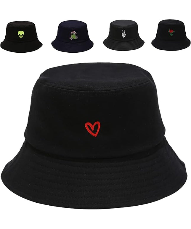 Cotton Bucket Hat for Women Men Summer Travel Sun Beach Bucket Cap, Unisex Outdoor Fisherman Hat