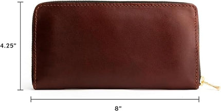 Portland Leather Goods Women's Accordion Zip Wallet – Handcrafted in Durable, Full-Grain Leather – 8 Card Slots & Secure Zippered Pocket – Cognac