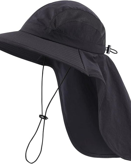 Home Prefer UPF 50+ Sun Hats for Men Women Wide Brim Fishing Hat with Neck Flap UV Protection Sunblock Safari Bucket Hat