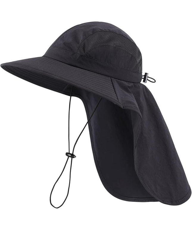 Home Prefer UPF 50+ Sun Hats for Men Women Wide Brim Fishing Hat with Neck Flap UV Protection Sunblock Safari Bucket Hat