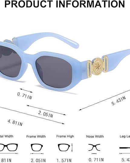 BUTABY Rectangle Sunglasses for Women Retro Driving Glasses 90’s Vintage Fashion Irregular Frame UV400 Protection