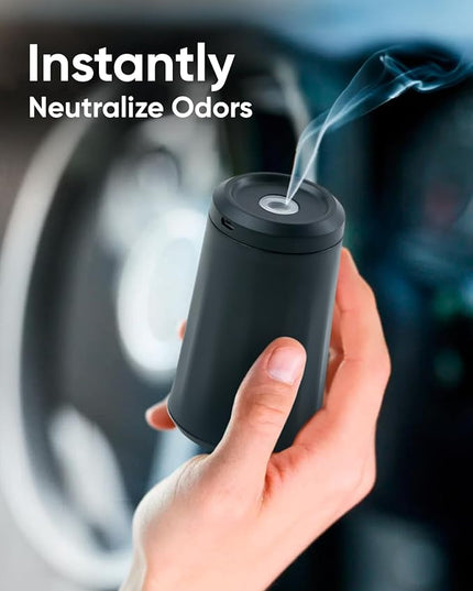 Owleys Aura Glide Waterless Car Diffuser – Portable Essential Oil Nebulizer for Car & Home | 6×100ml Essential Oils | Single Charge = 1 Month of Use | Aromatherapy Diffuser, Cupholder-Friendly | Black