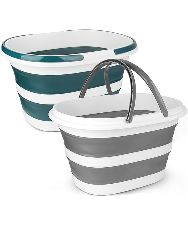 Collapsible Mop Bucket with Handle for Cleaning, 16L(4.2 Gallon) Silicone Square Mopping Bucket for Windows Cleaning or Car Washing, Cleaning Supplies Organizer Plastic Bucket for Storage, 2 Pack