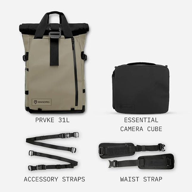 WANDRD PRVKE 31L, V3 Photography Bundle: Weather-Resistant Travel & Camera Backpack with Laptop Sleeve, Quick Side Access, Clamshell Opening – Ideal Photography & Travel Bag
