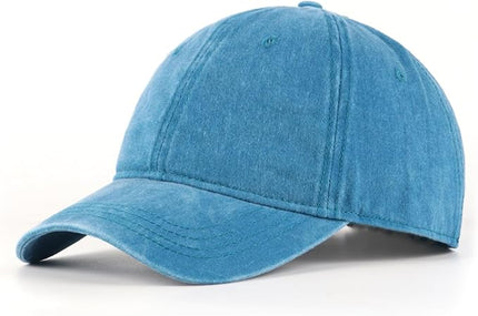 XXL Oversize Washed Denim Baseball Cap,Low Profile Jean Sports Cap for Big Heads 23.5"-25.5",Large Pigment Dyed Dad Hat