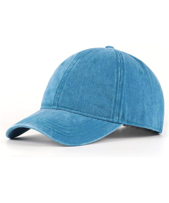 XXL Oversize Washed Denim Baseball Cap,Low Profile Jean Sports Cap for Big Heads 23.5"-25.5",Large Pigment Dyed Dad Hat