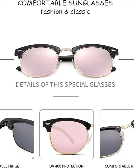 Pro Acme Semi-Rimless Polarized Sunglasses UV 400 Protection for Women Men