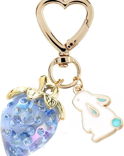 Agromusk Cute Strawberry Keychain,Bag Charms,Kawaii Heart Flower Daisy Key chains Accessories Decor for Girls Purse Gift