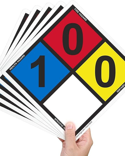 SmartSign NFPA 704 - Ratings (1,0,0) Label | 13.8" Tall (Tip-to-Tip) Diamond Laminated Vinyl, Pack of 5