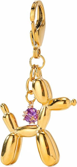 Balloon Dog Keychain, Stainless Steel Elegant Golden Bag Charms for Adults