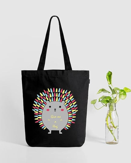 Ecoright Tote Bag for Women with Zipper, Small Tote Bag, Canvas Bag, Reusable Cotton Bag for Beach, Grocery, School & Work