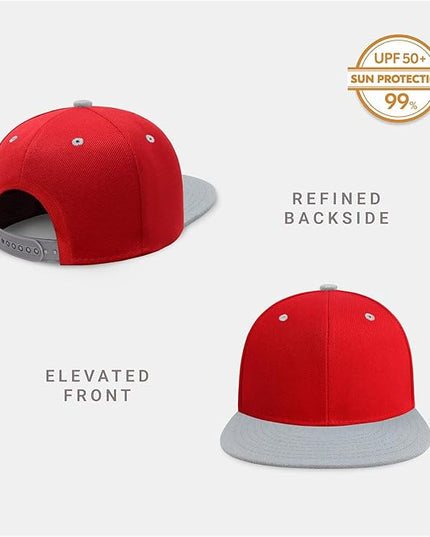 CHOK.LIDS Flat Bill Visor Classic Snapback Hat Blank Adjustable Brim High Top End Trendy Color Style Plain Tone Baseball Cap