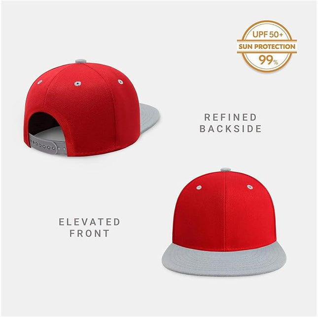 CHOK.LIDS Flat Bill Visor Classic Snapback Hat Blank Adjustable Brim High Top End Trendy Color Style Plain Tone Baseball Cap