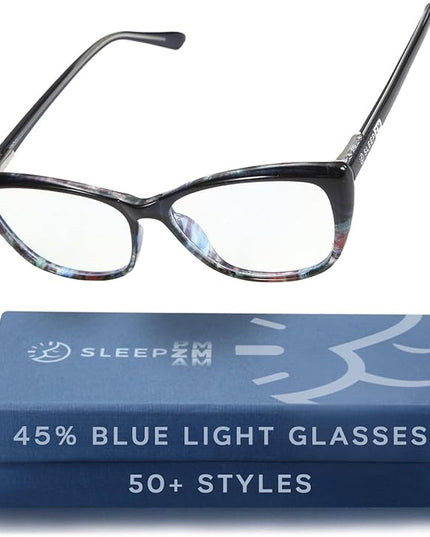100% Blue Light Blocking Glasses - Women + Men - Better Sleep - Anti Eye Strain Protection - Computer Screens Gaming