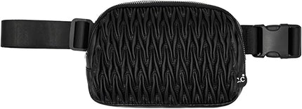 C.C Belt Bag for Women – Quilted Fanny Pack Crossbody Waist Bag with Adjustable Strap, Fashion Gift Idea (Materasse - Black)