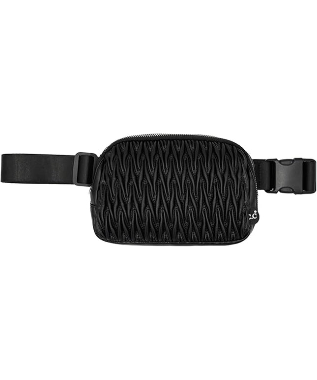 C.C Belt Bag for Women – Quilted Fanny Pack Crossbody Waist Bag with Adjustable Strap, Fashion Gift Idea (Materasse - Black)